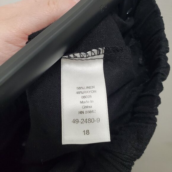 Ellos Woman's Black Linen Blend Elastic Waist Pull On Casual Pants Plus‎ Size 18 - Picture 5 of 8